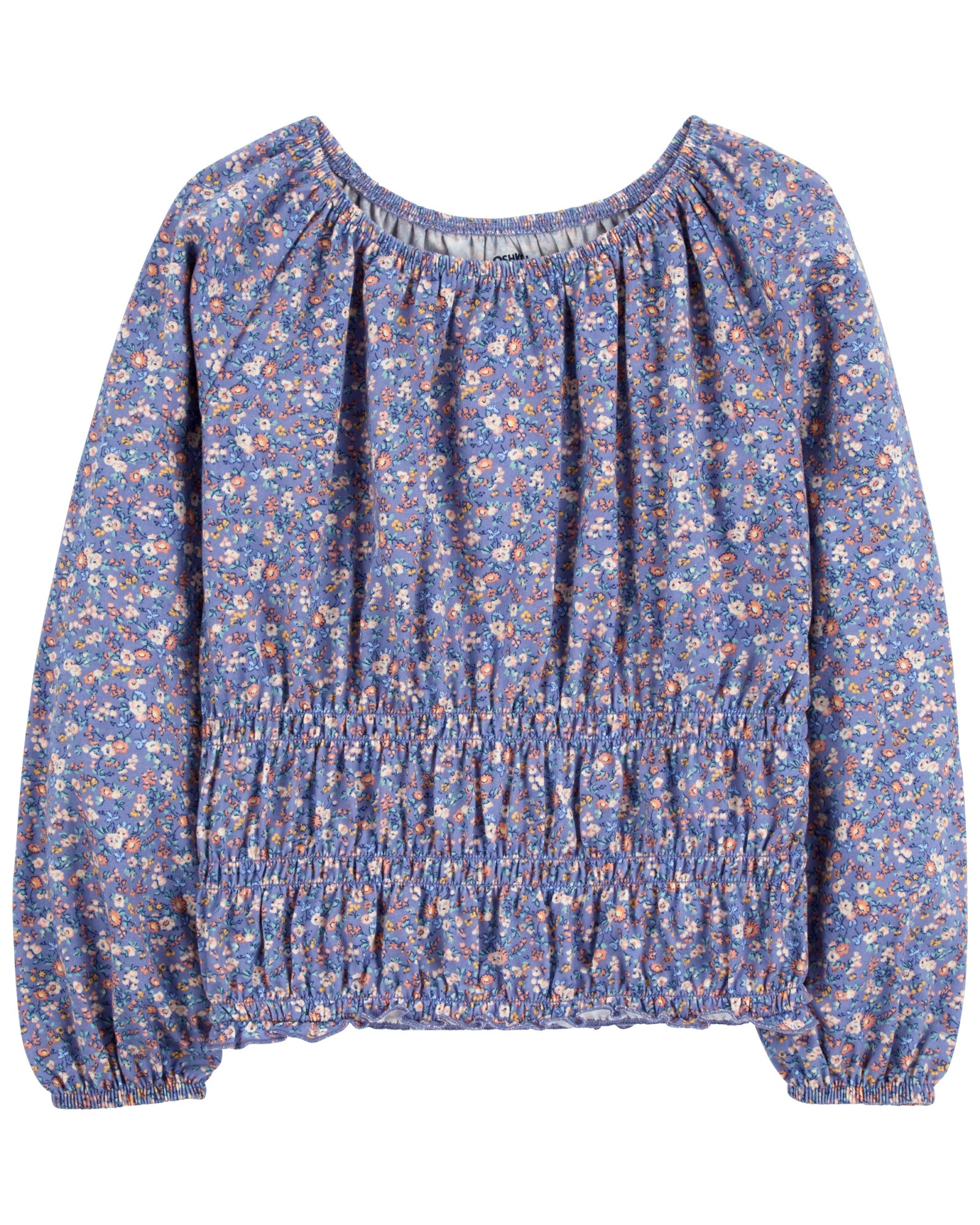Blusa de algodón, con fruncido en la cintura, diseño floral Blusa de algodón, con fruncido en la cintura, diseño floral