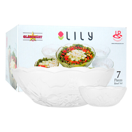 Set de 7 bowls de vidrio labrado Set de 7 bowls de vidrio labrado