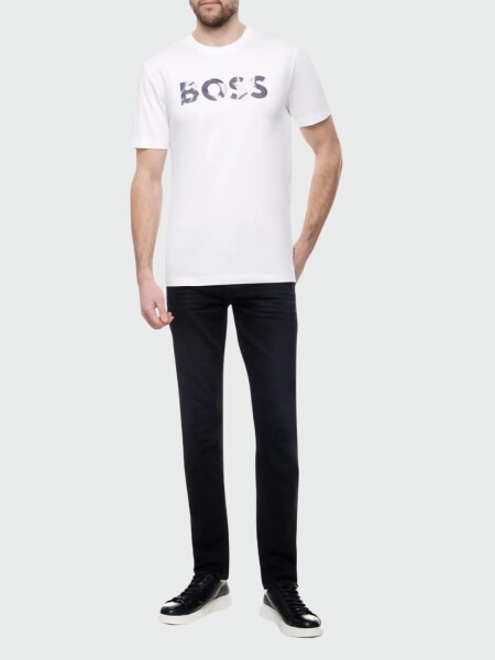 BOSS - Remera de algodón con logo regular fit, THOMPSON Blanco