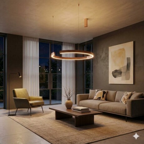 Luminaria de susp. Led circular con corte, 40W Dimerizable, 60cm COBRE