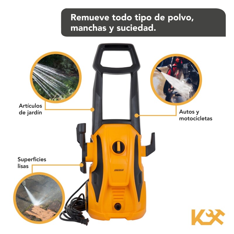 Hidrolavadora Kingsman eléctrica portátil alta presión 1600w 138 bar Hidrolavadora Kingsman eléctrica portátil alta presión 1600w 138 bar