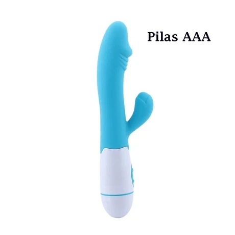 Vibrador Con Doble Estímulo Desing A Pila Celeste