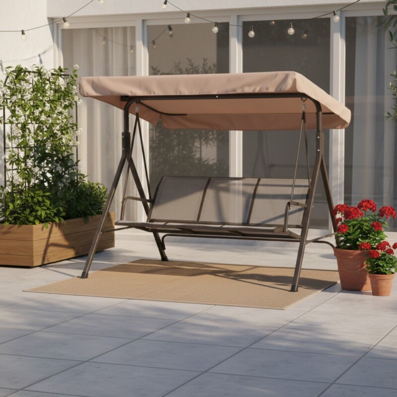 HAMACA MARRON/GRIS C/TECHO 170X110X153CM Unica