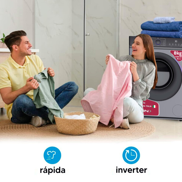 Lavarropas 8kg Inverter Xion Xi-lav88x-cu LAVARROPAS XION FRONTAL LAV88X GRIS ****