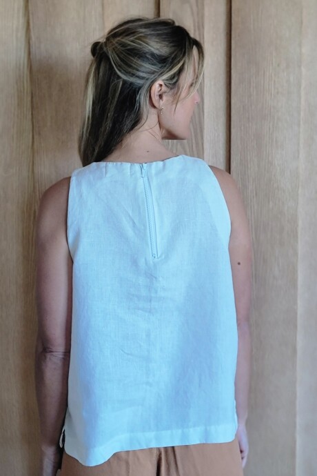 Musculosa Girasol Puro lino Blanco