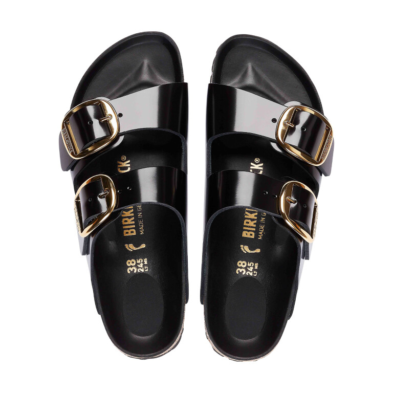 Sandalia Arizona Big Buckle Natural Leather Patent - Estrecho Black