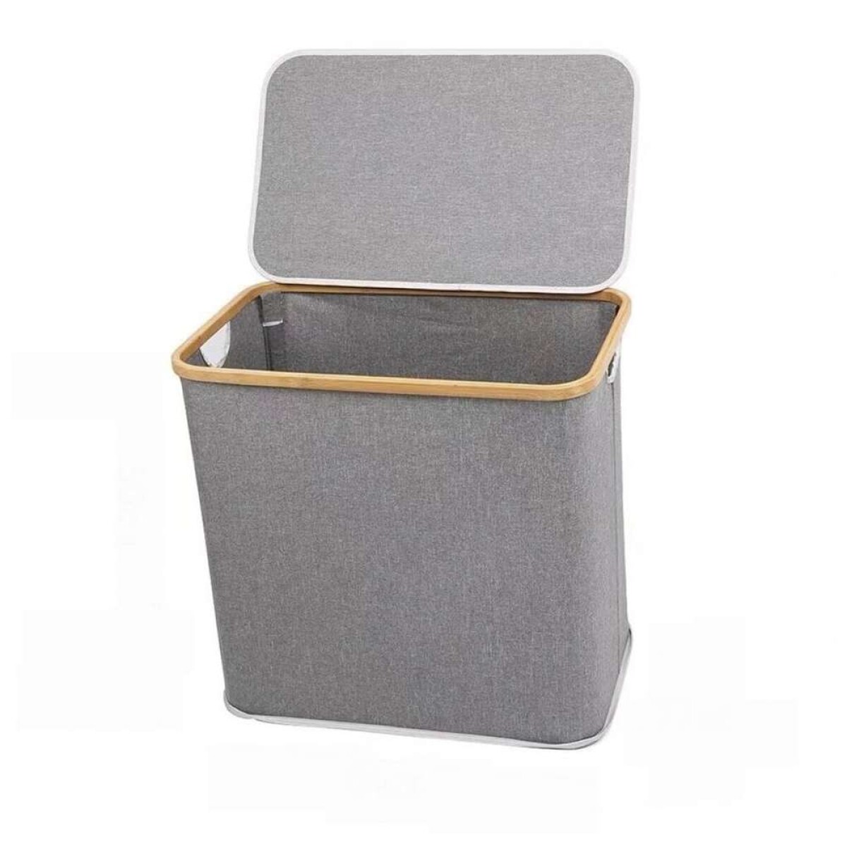 Cesto C/Tapa 53X33X51Cm Bamboo/Canvas - Nat/Gris 