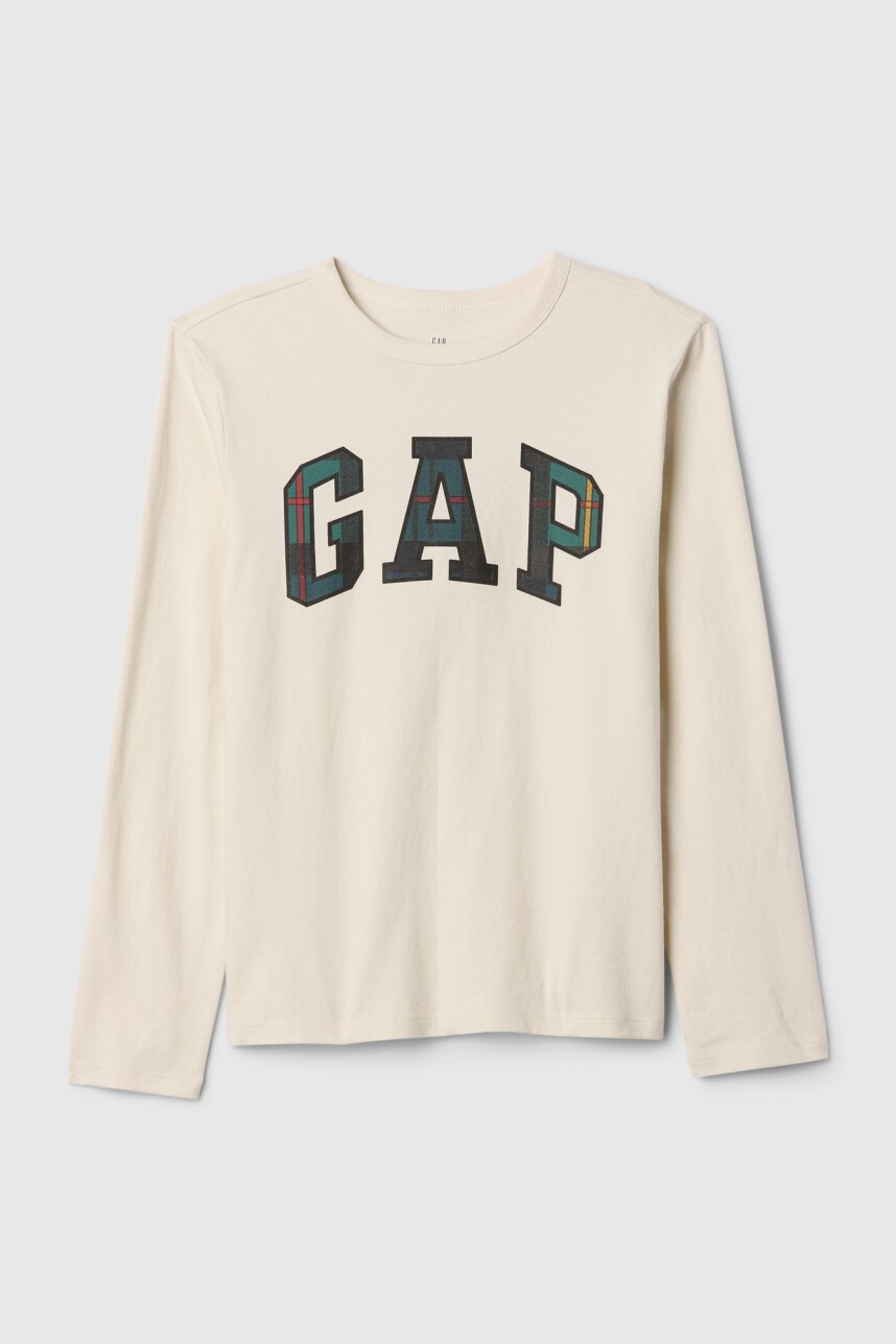 Remera Logo Gap Manga Larga Niño Chino Plaid