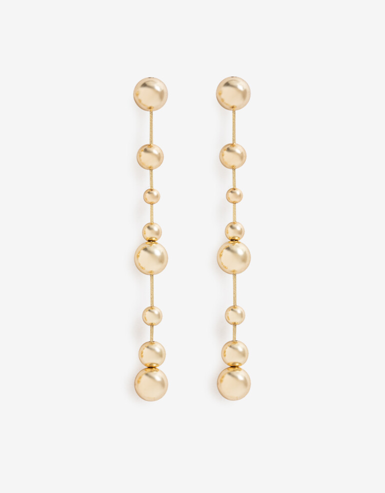 Aros Colgantes Largos Metal Aros Colgantes Largos, Metal Balls - Dorado