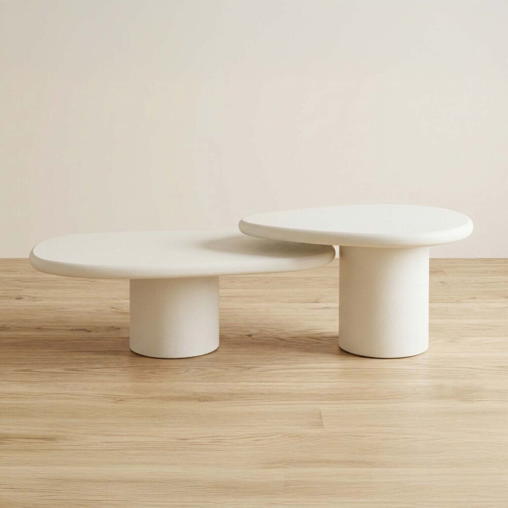 SET DE MESAS CENTRALES MDF-Y-MICROCEMENTO LIA