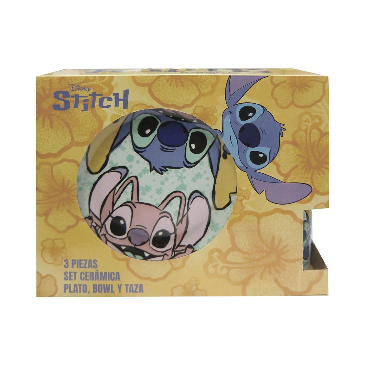 Set X3 de Cerámica Infantil Stitch Plato, Taza y Bowl 