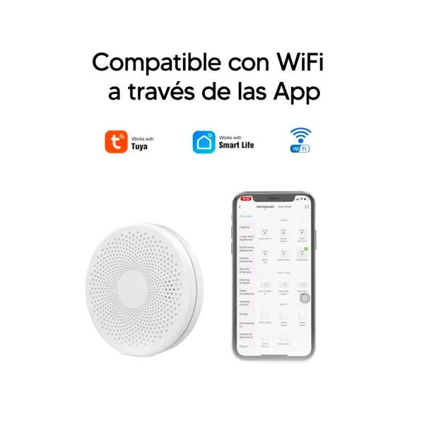 Detector Combinado De Humo Y Co2 Con Wifi Y Alarma Tuyasmart Acj-cs01w TUYA SMART SENSOR HUMO Y CO2 WIFI CS01W