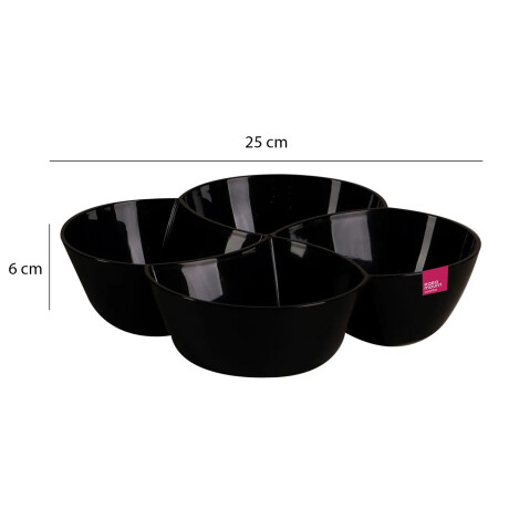 Copetinero Le Chef Redondo con 4 Divisiones 25x25x6Cm Negro