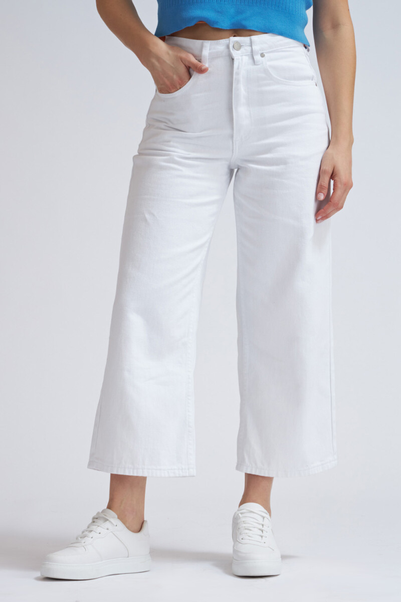 Pantalón de jean culotte - Blanco 