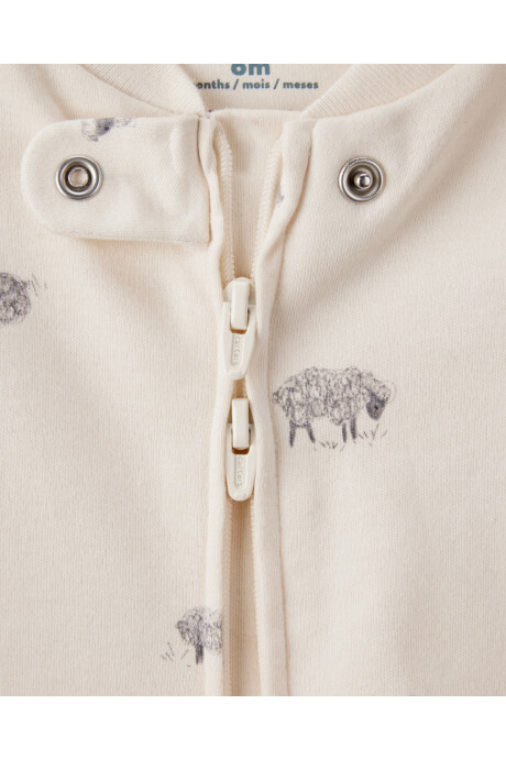 Pijama una pieza de algodón, con pie, diseño ovejas Sin color