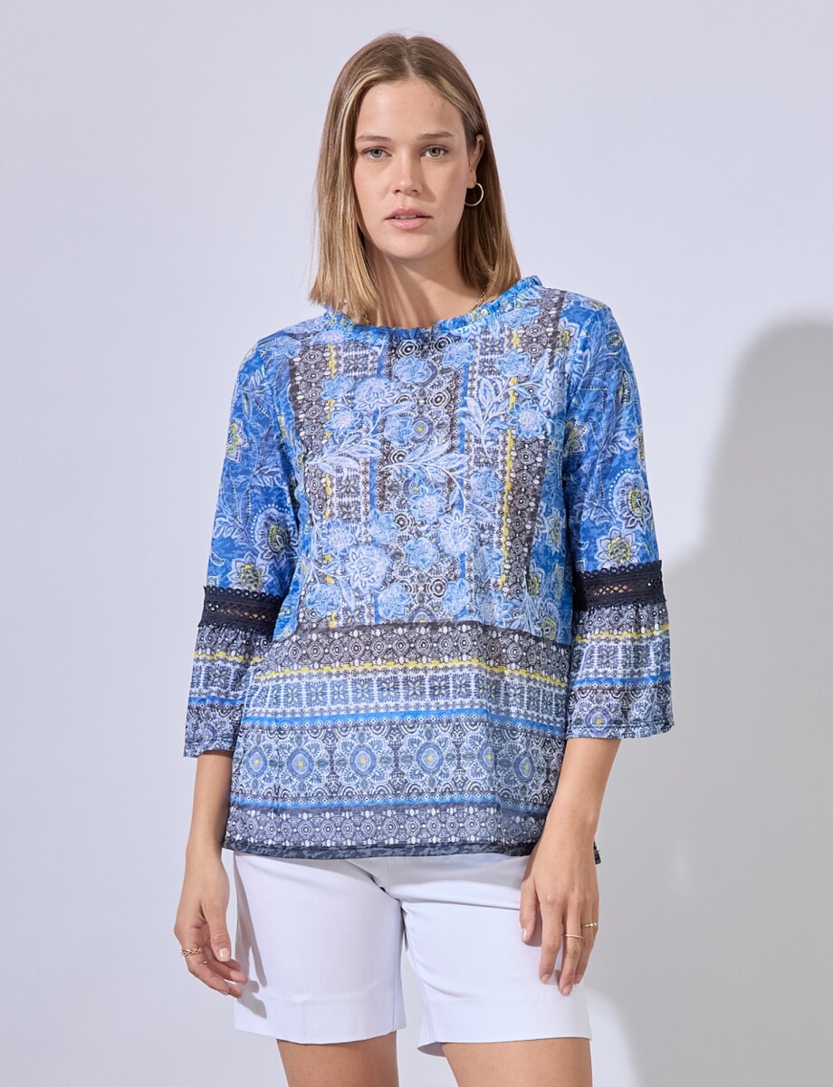 Blusa Print - Multi/azul 