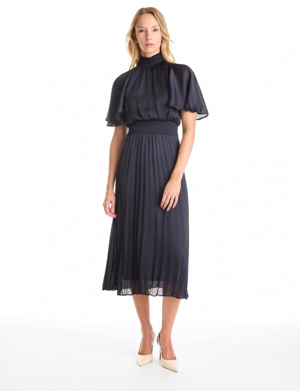 Vestido Saten Plisado MARINO