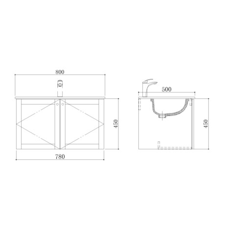 Mueble Baño En Mdf 80X50X45 Blanco Incluye Bacha C/Perf Para Griferia BLANCO