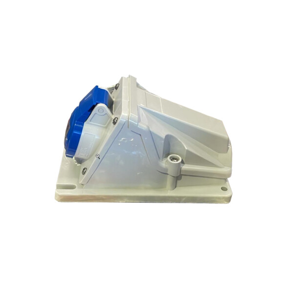 Tomacorriente exterior industrial 2P+T 16A 6HS 220V azul IP44 GG2477