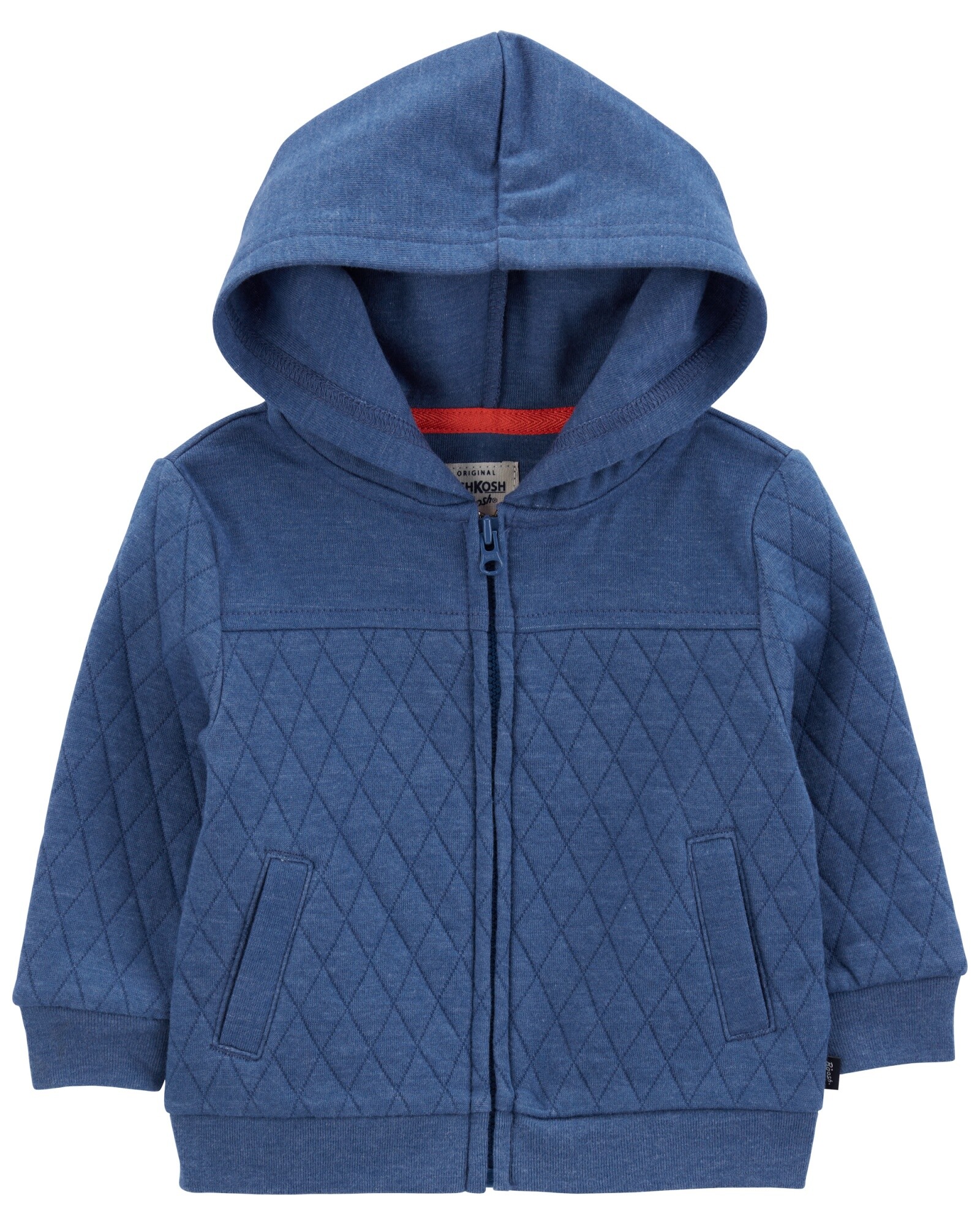 Campera de algodón, capitoneada, con capucha, azul Sin color