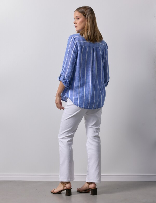 Camisa Lino AZUL/BLANCO