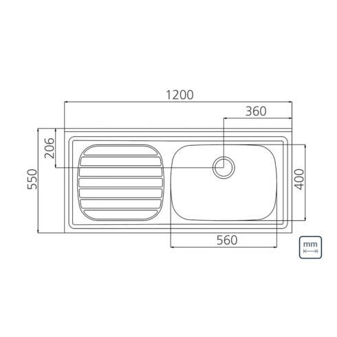 Pileta Derecha De 1200X550Cm Valv 3"1/2 93089/507 Fymelco 000