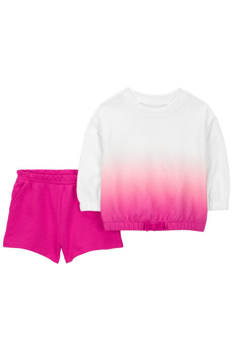 Set dos piezas de algodón, short y buzo diseño dip-dye Set dos piezas de algodón, short y buzo diseño dip-dye