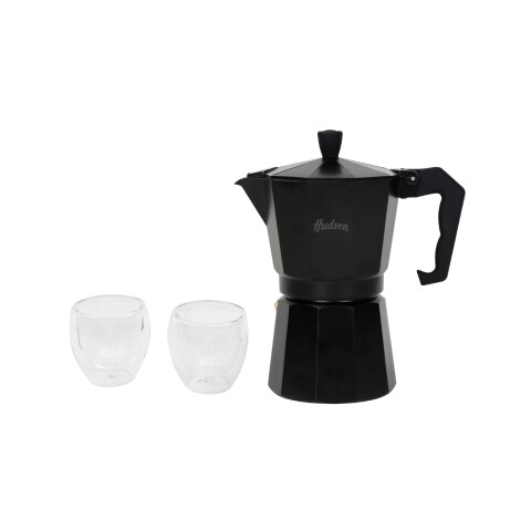 Set Cafetera Italiana De Aluminio Total Black Hudson Oficial Set Cafetera Italiana De Aluminio Total Black Hudson Oficial