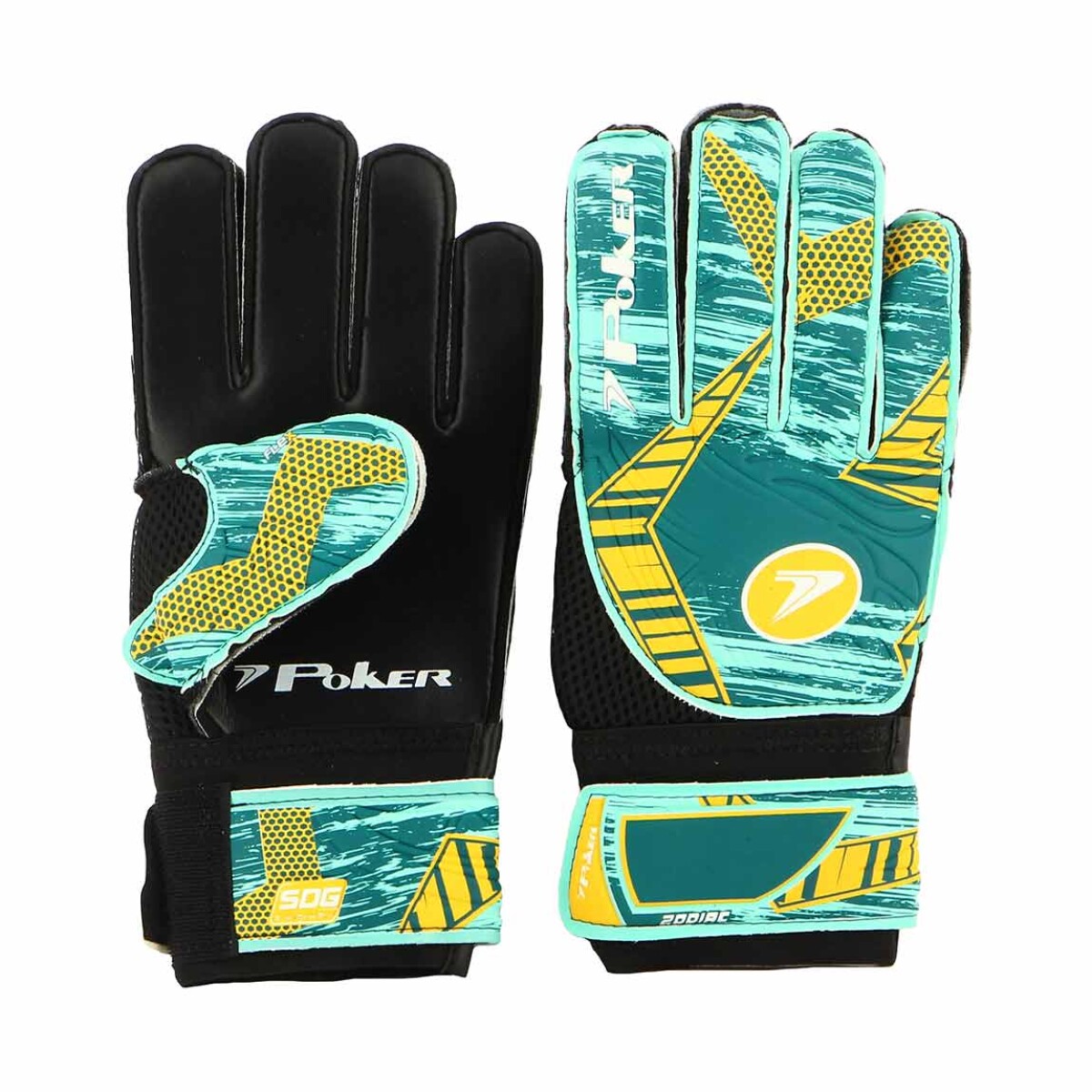 Guantes Golero Adulto Poker Semi Pro Zodiac - Turquesa-Negro 