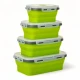 Set X4 Taper Contenedor Silicona Plegables Tapa Plastico Hermetica Verde