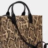 Cartera de Mano Capri En Cuero Grabado Pitón Beige