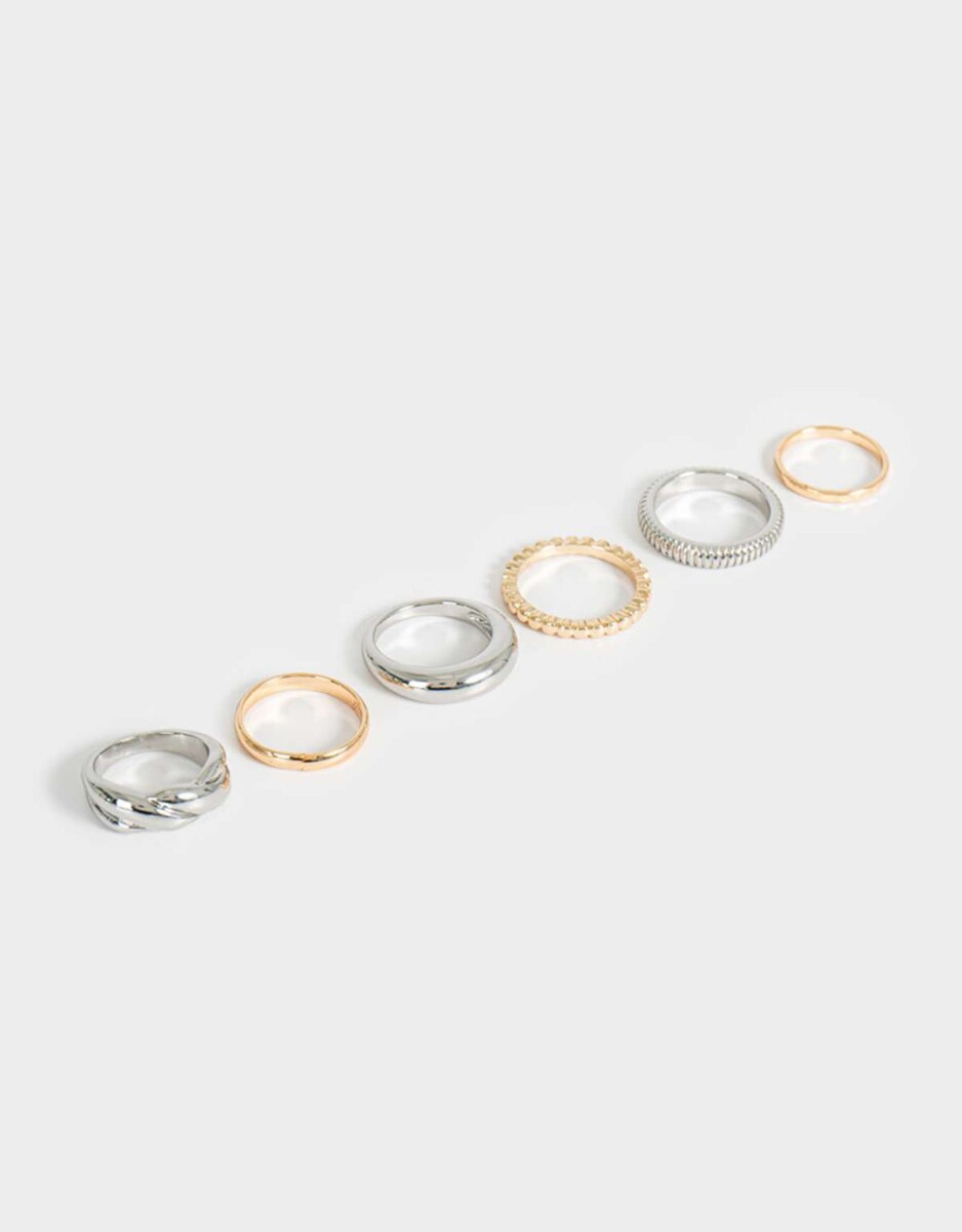 Sets De Anillos De Metal - Combinacion Bicolor 