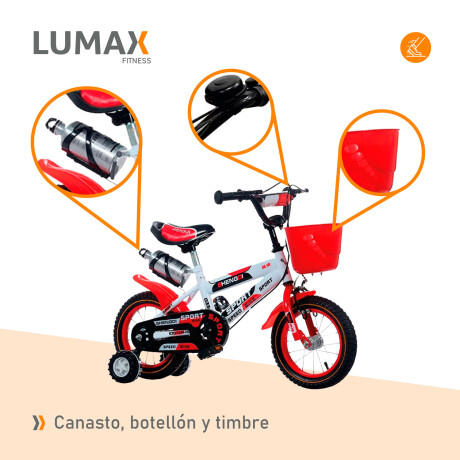 Bicicleta Rodado 14 Con Canasto Y Caramañola Niño Niña Lumax Rojo