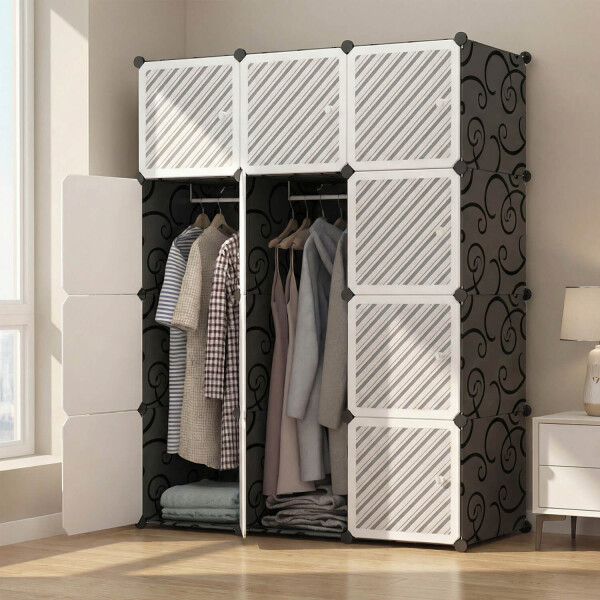 Placard Ropero IMBACK IBK-PLC010 | Organizador Modular de Ropa, Compacto, Resistente y Moderno Negro Placard Ropero IMBACK IBK-PLC010 | Organizador Modular de Ropa, Compacto, Resistente y Moderno Negro