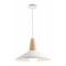 Lampara Colgante Metal Nordica Plato Deco Simil Madera Led Blanco
