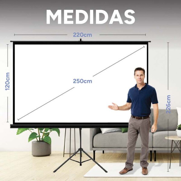 Pantalla De Proyección Con Trípode 100 Pulgadas HD 220cm largo x 120cm Variante Color Negro