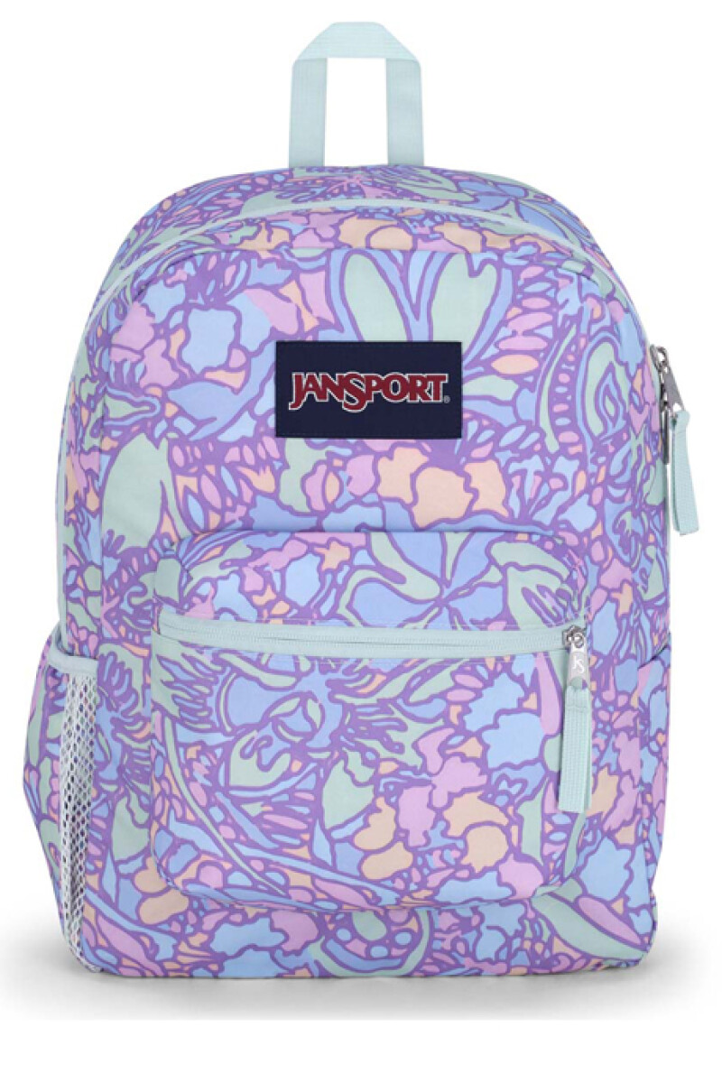 MOCHILA JANSPORT CROSS TOWN - FLUID FLORAL PASTEL LILAC 