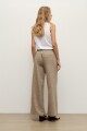 Pantalon wide leg lino con tajos chocolate melange