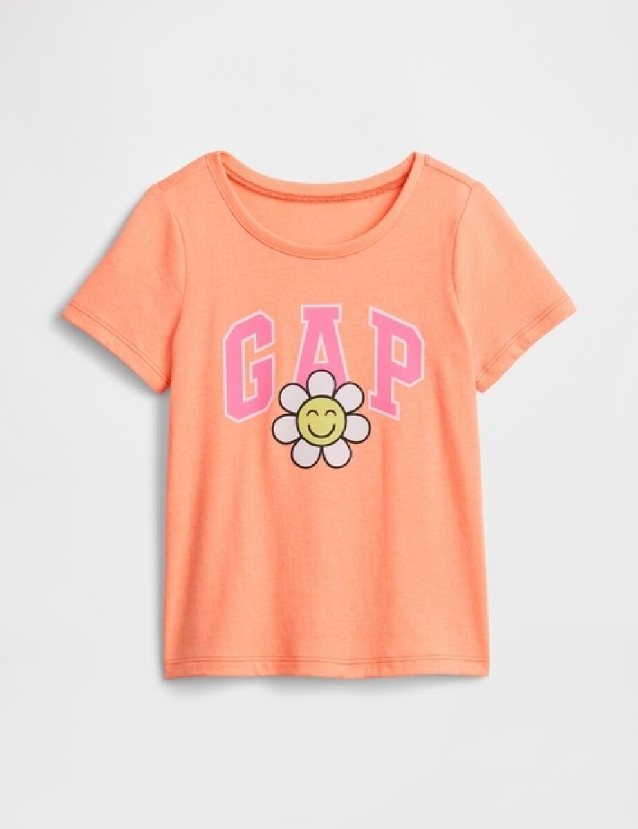 Remera Logo Gap Toddler Niña - Orange Kiss Neon 