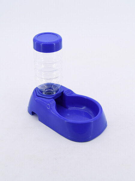 BEBEDERO CON BOTELLA PARA MASCOTA AZUL