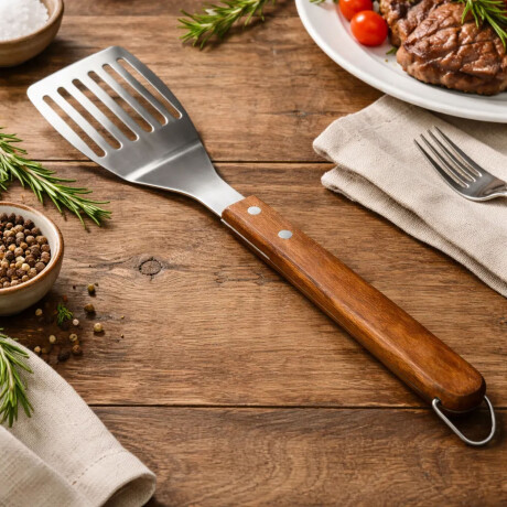 Espátula Perforada Para Parrilla Parrillero 45cm Acero Inox Natural