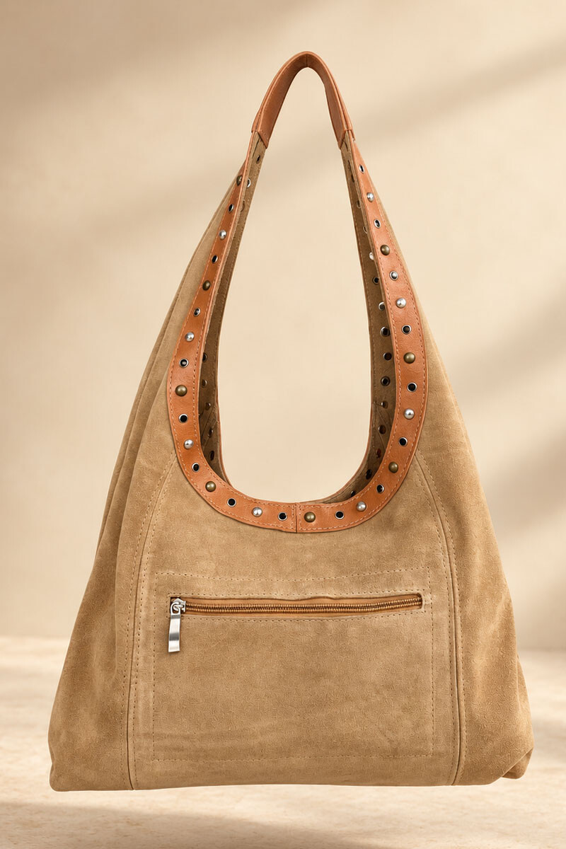 Cartera mechi Beige gamuza