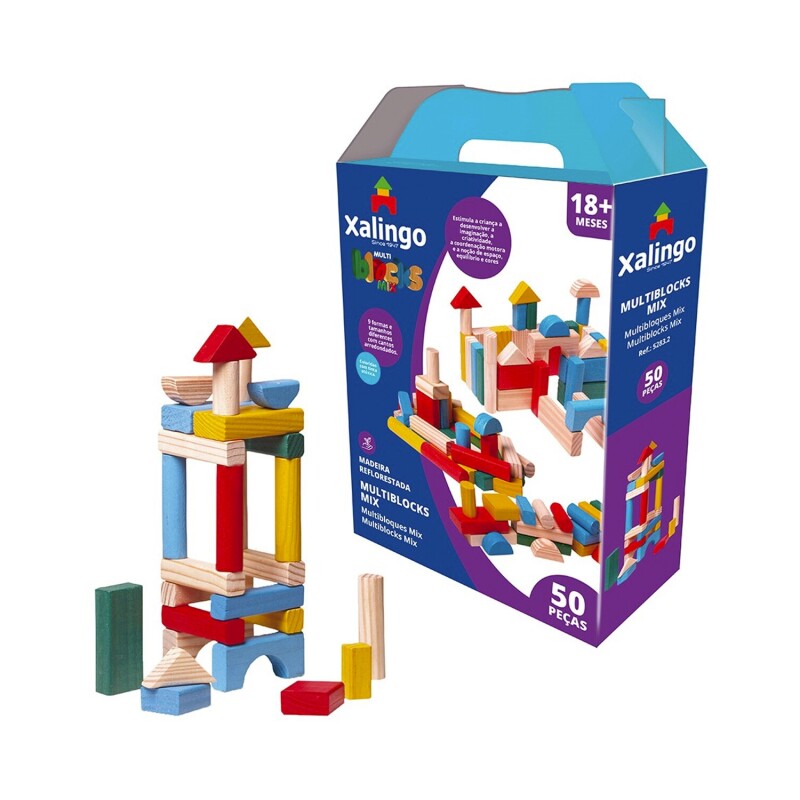 Juego de 50 bloques de madera para armar Xalingo Juego de 50 bloques de madera para armar Xalingo