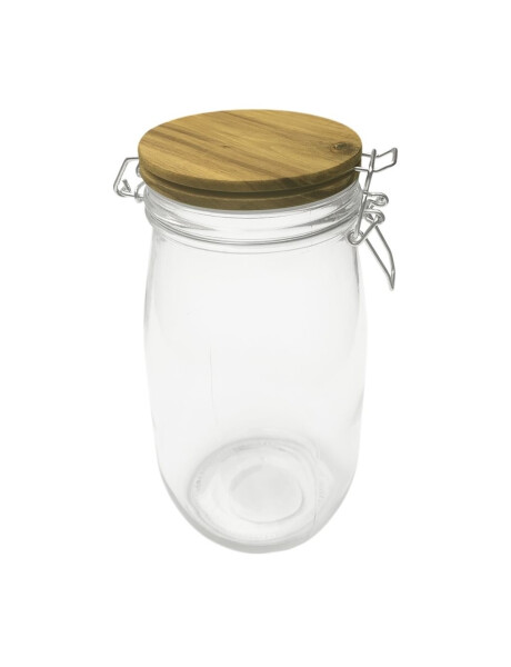 RECIPIENTE VIDRIO 1500ML TAPA MADERA/BROCHE D11XH22CM RECIPIENTE VIDRIO 1500ML TAPA MADERA/BROCHE D11XH22CM