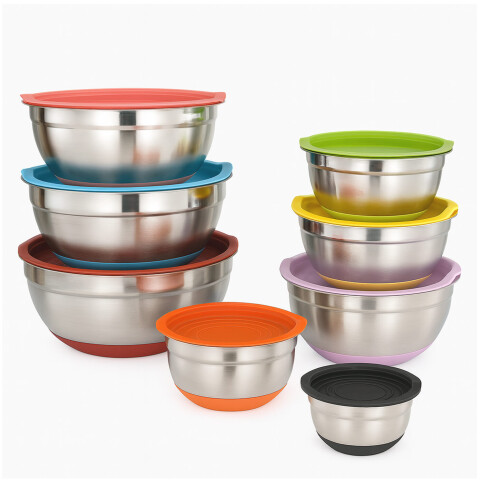 Juego de 8 Bowl De Acero Inoxidable Utensilios Cocina Profesional IMBACK Multicolor Juego de 8 Bowl De Acero Inoxidable Utensilios Cocina Profesional IMBACK Multicolor