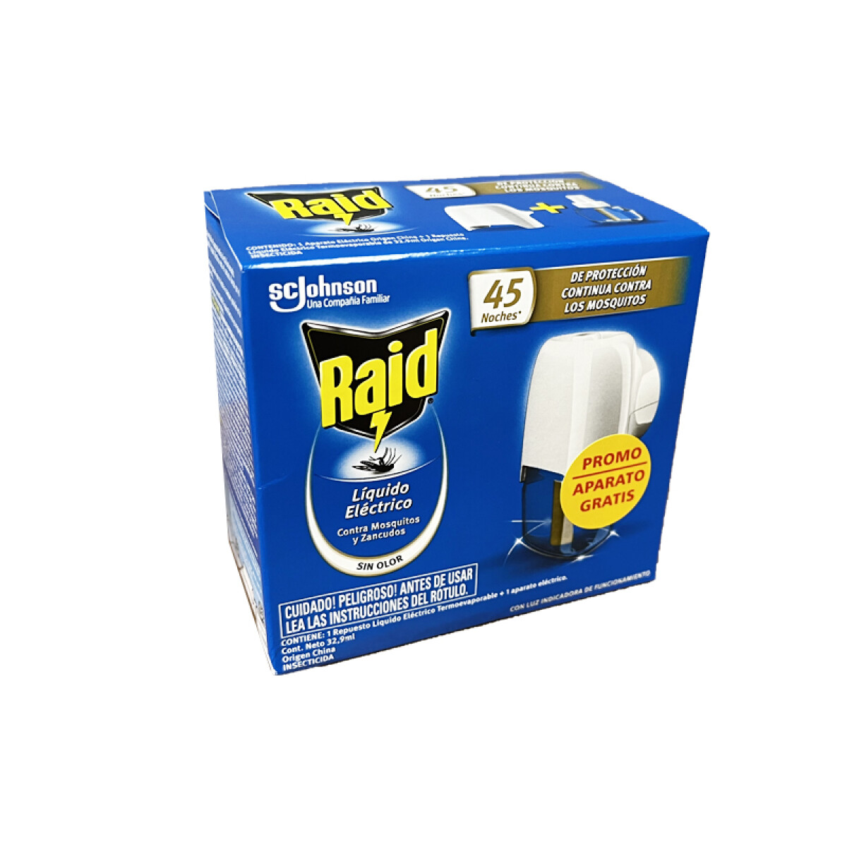 APARATO MATA MOSQUITOS RAID 45 NOCHES FULL CLASICO (VAPORIZ) 