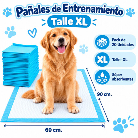 Pañales de Entrenamiento para Mascotas Talle XL 20 Unidades Celeste