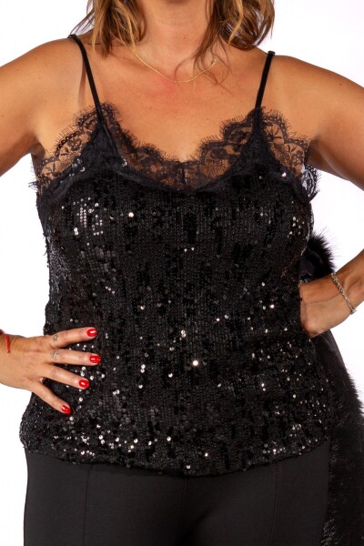 Top Sequin Negro