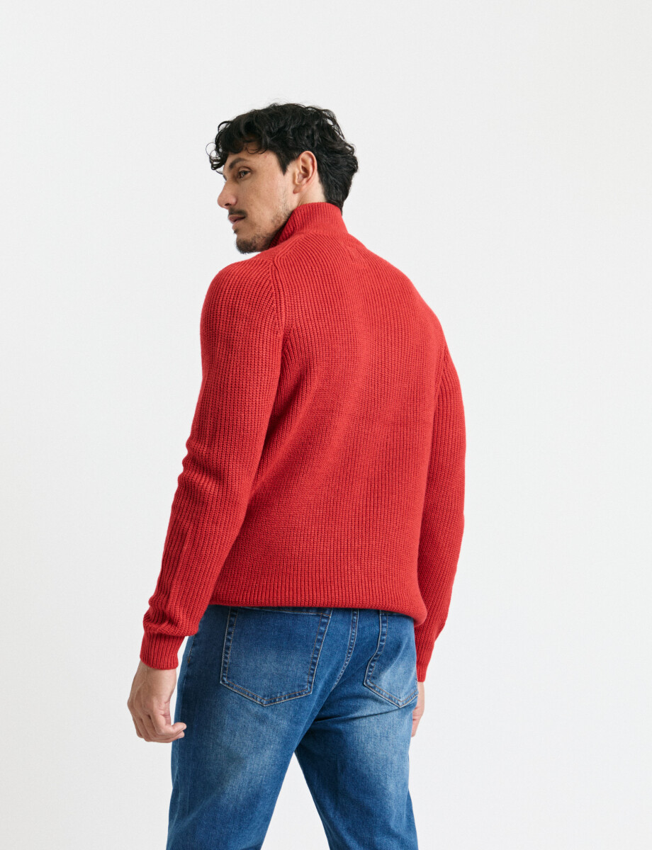 470587 SWEATER PUNTO MEDIO CIERRE HARRY Rojo