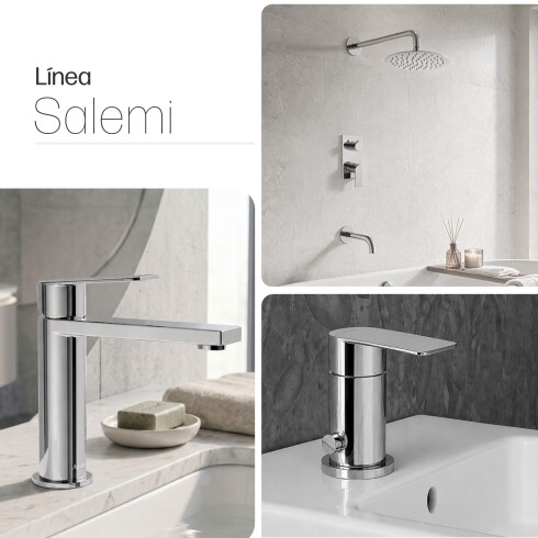 JUEGO COMPLETO DE GRIFERIA CROMO AQUALIA LINEA SALEMI CROMO